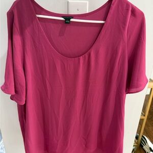 Ann Taylor Factory Raspberry Pink Scoop Neck Blouse